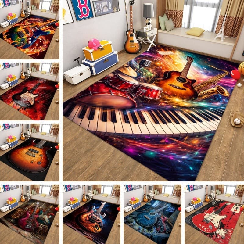 Guitarra Personalizada À Prova De Som Área Tapete Retro Rock Elétrica Antiderrapante Presente Personalizado Para Estúdio