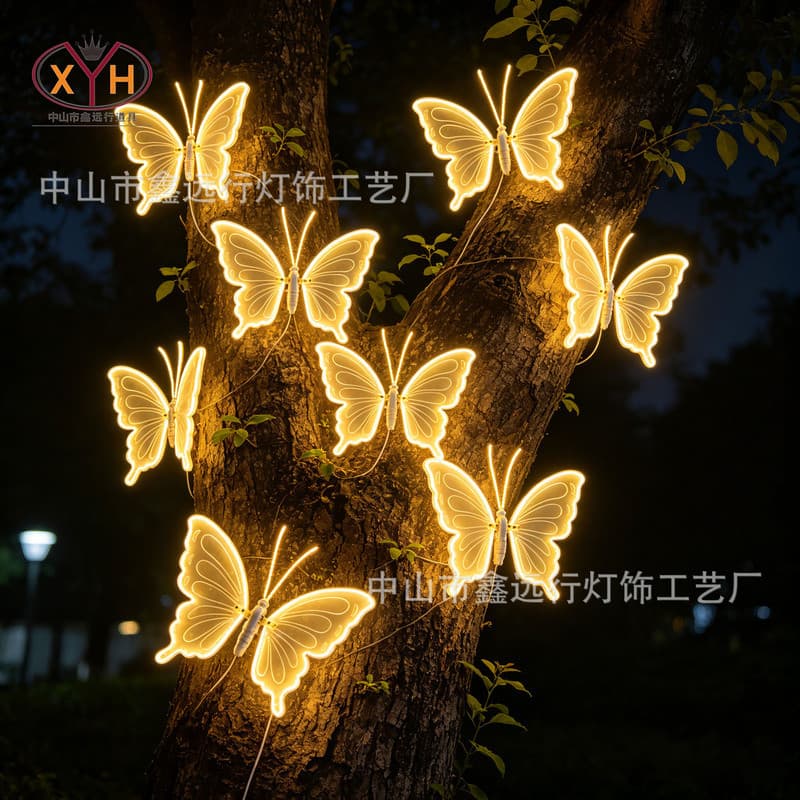 Decoração de casamento adereços elétrico luminoso borboleta luz acrílico decoração palco lustre ao ar livre guia estrada