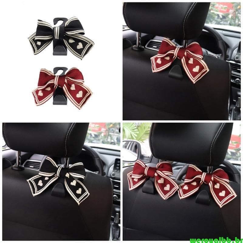 weroyalbb Lover Bowknot Ganchos Carro Voltar Veículo Encosto Cabeça Organizador Armazenamento ABS
