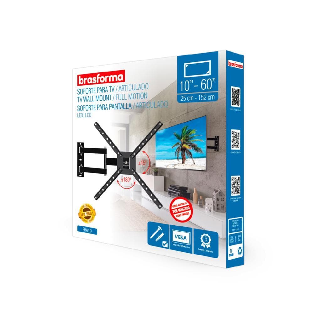 Suporte TV Articulado Brasforma BRA4.0 10 a 60 Polegadas