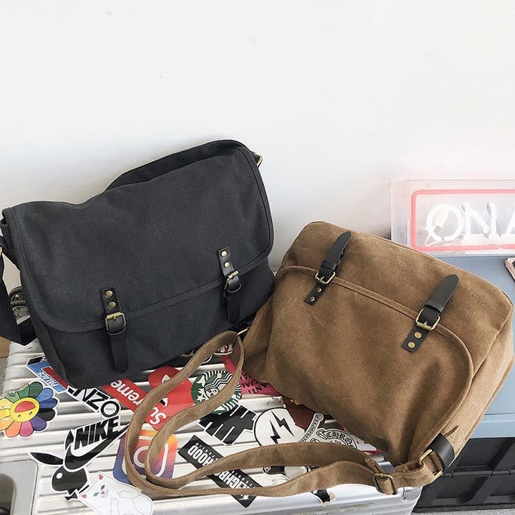 Estilo Japonês Marca Na Moda Crossbody Saco Masculino Casual Vintage