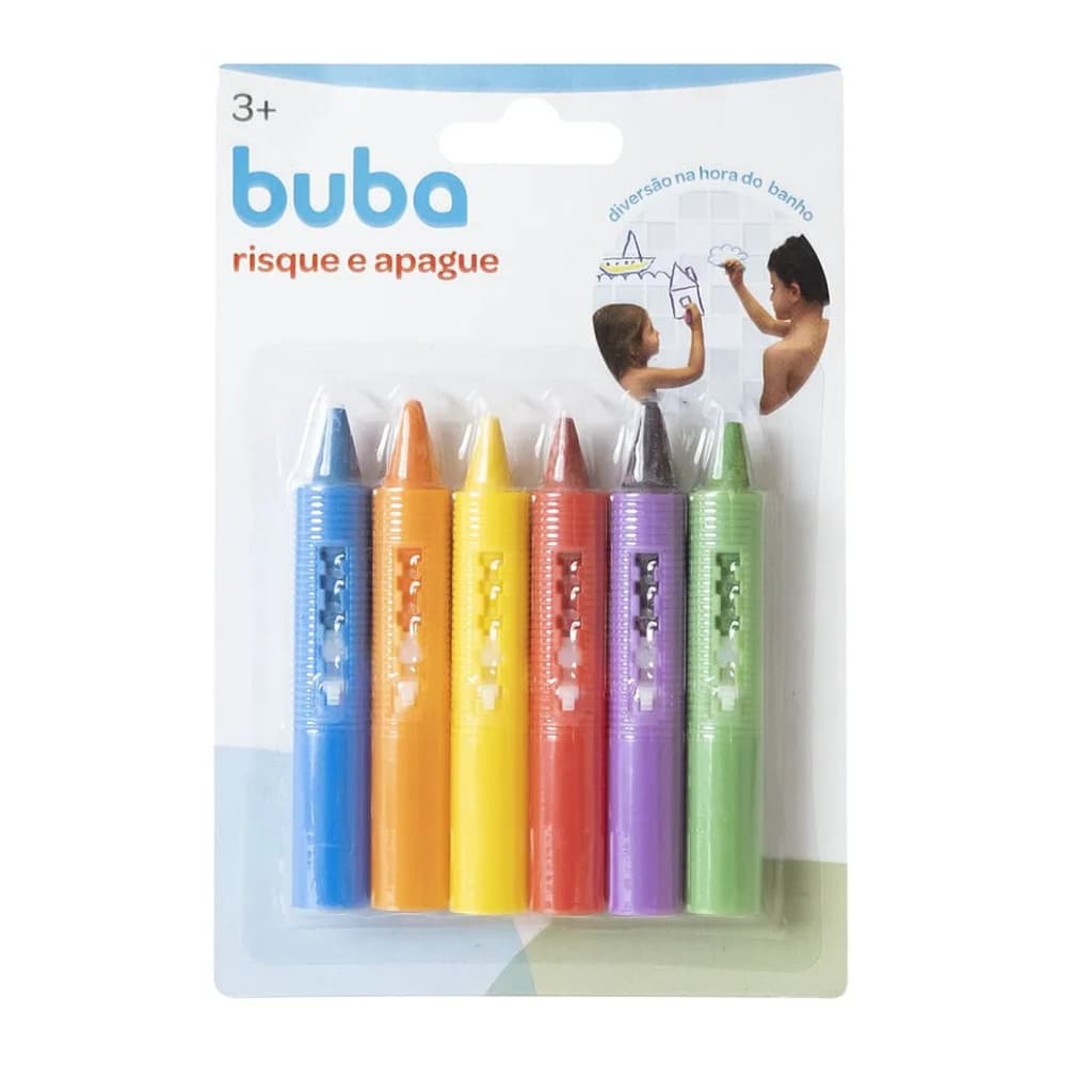 Kit 6 Caneta Risque E Apague Crianças Banho Divertido Buba Colorido Pintar Parede