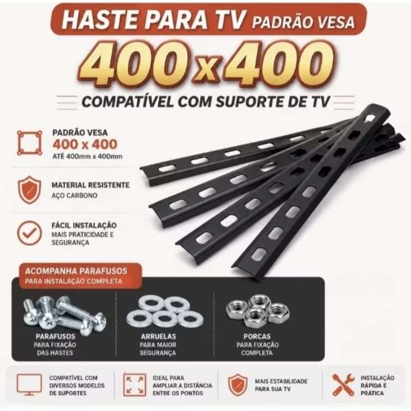 Kit adaptador Haste Suporte de Tv Led LCD PLASMA VESA 400 X 400
