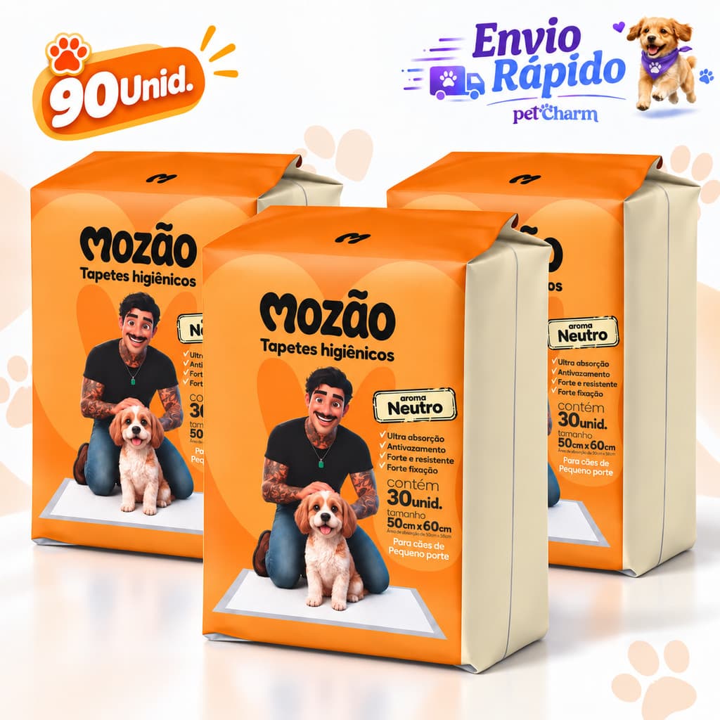 Kit Tapete Higiênico Para Cachorro 60x50 com 90Unid. Sanitário Higiênico Pet Mozão Pet