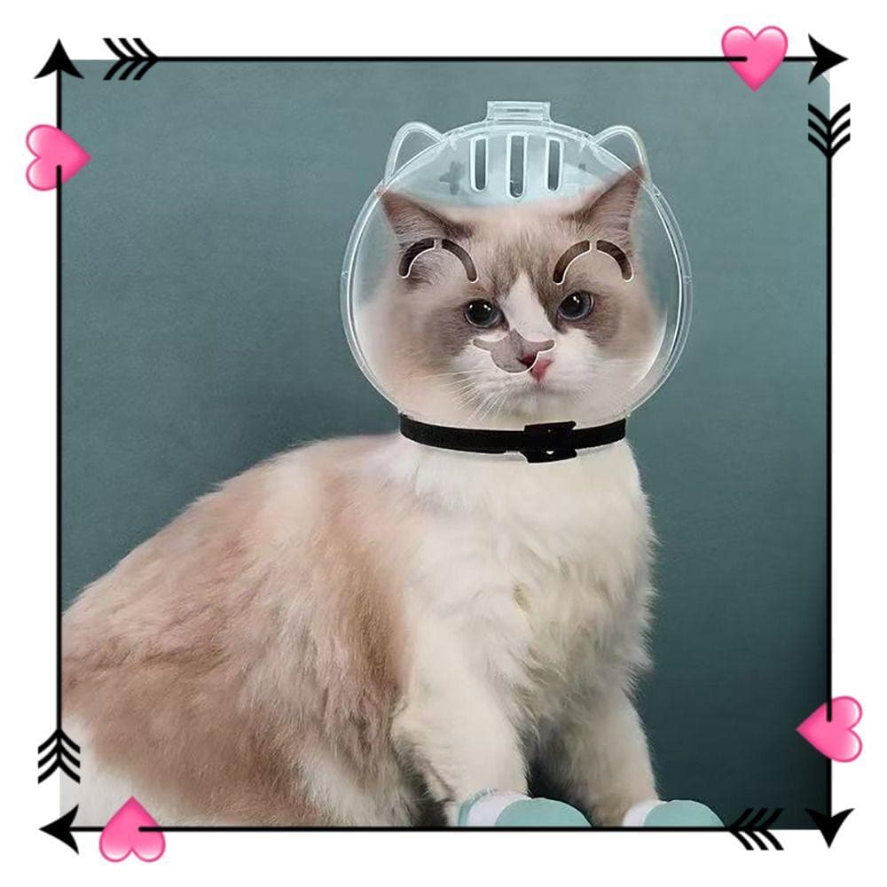 Capuz Mutável Para Gatos , Focinho De Gato Respirável Anti-Lamber Transparente , Capacete Arranhões