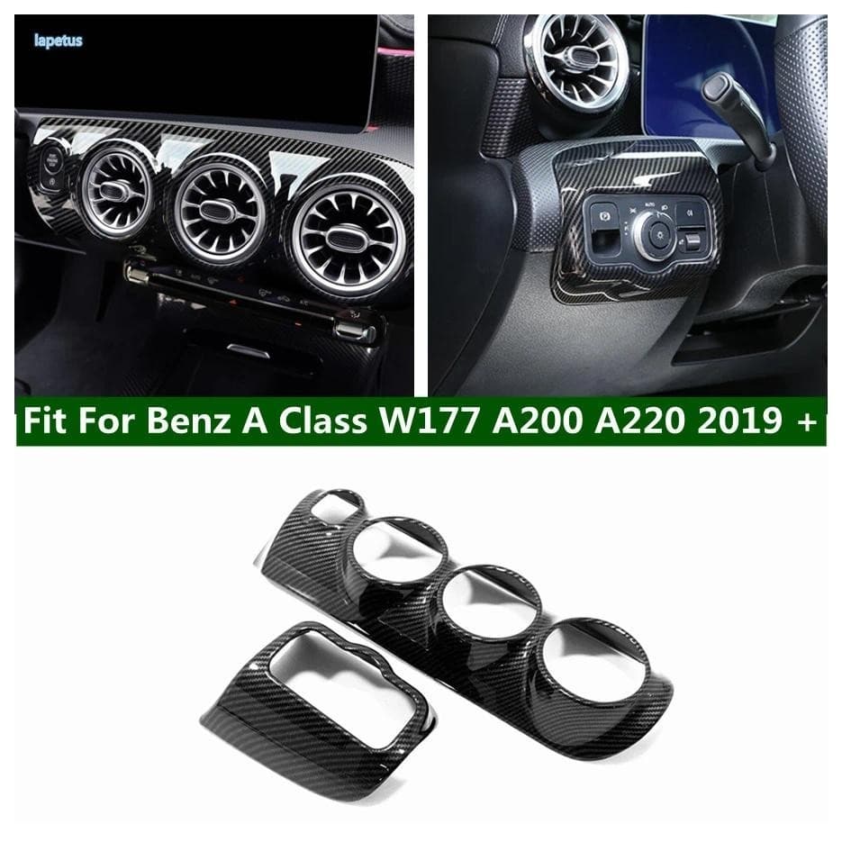 ABS Fibra De Carbono Interior Console Central Ventilação Ar AC Saída Capa Guarnição Apto Para Mercedes Benz A Classe W17