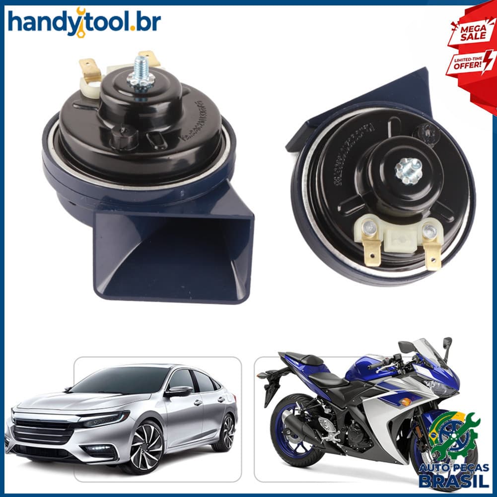 handtool.br 2pcs DC 12V 105dB dois tons para motocicleta carro caracol alto falante buzina à prova d\'água à prova de