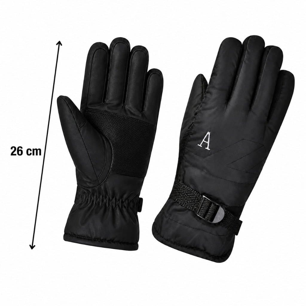 Luva Térmica  Unissex para Frio Intenso Moto Ciclismo Inverno  Ajustável Preta