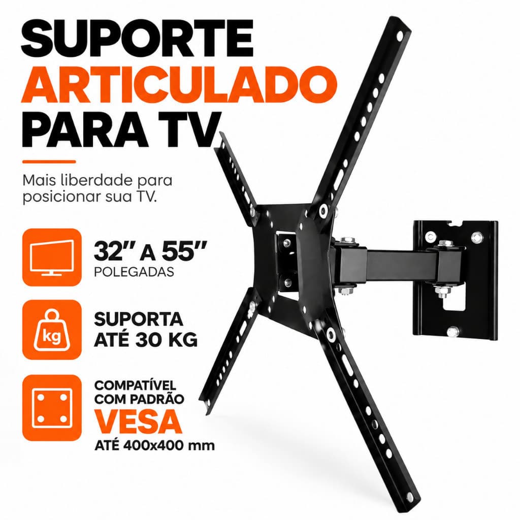 Suporte Articulado de Parede para TV 32 a 55 até 30kg VESA 400x400 SMT300