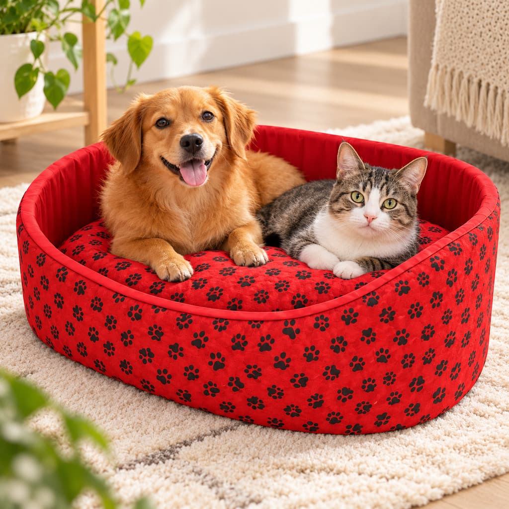 Cama Pet Europa P M G GG, capa removível, espuma D23 e fundo impermeável