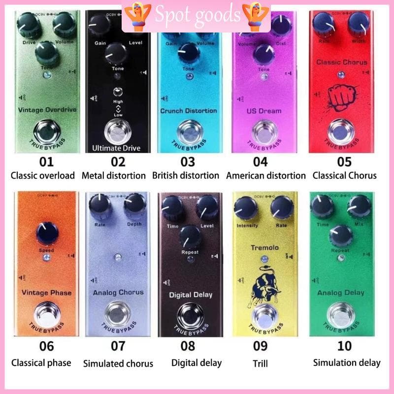 Pedal De Efeito De Guitarra Elétrica vava 9V Com 10 Opções De Som Efeitos Pequena