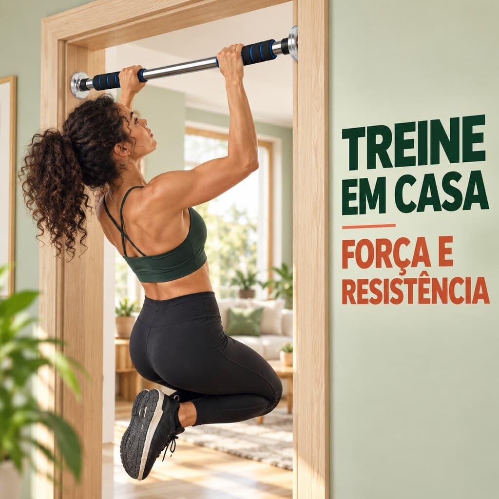 Barra Fixa de Porta Ajustável 62 a 100 cm com Pegada Revestida para Calistenia em Casa