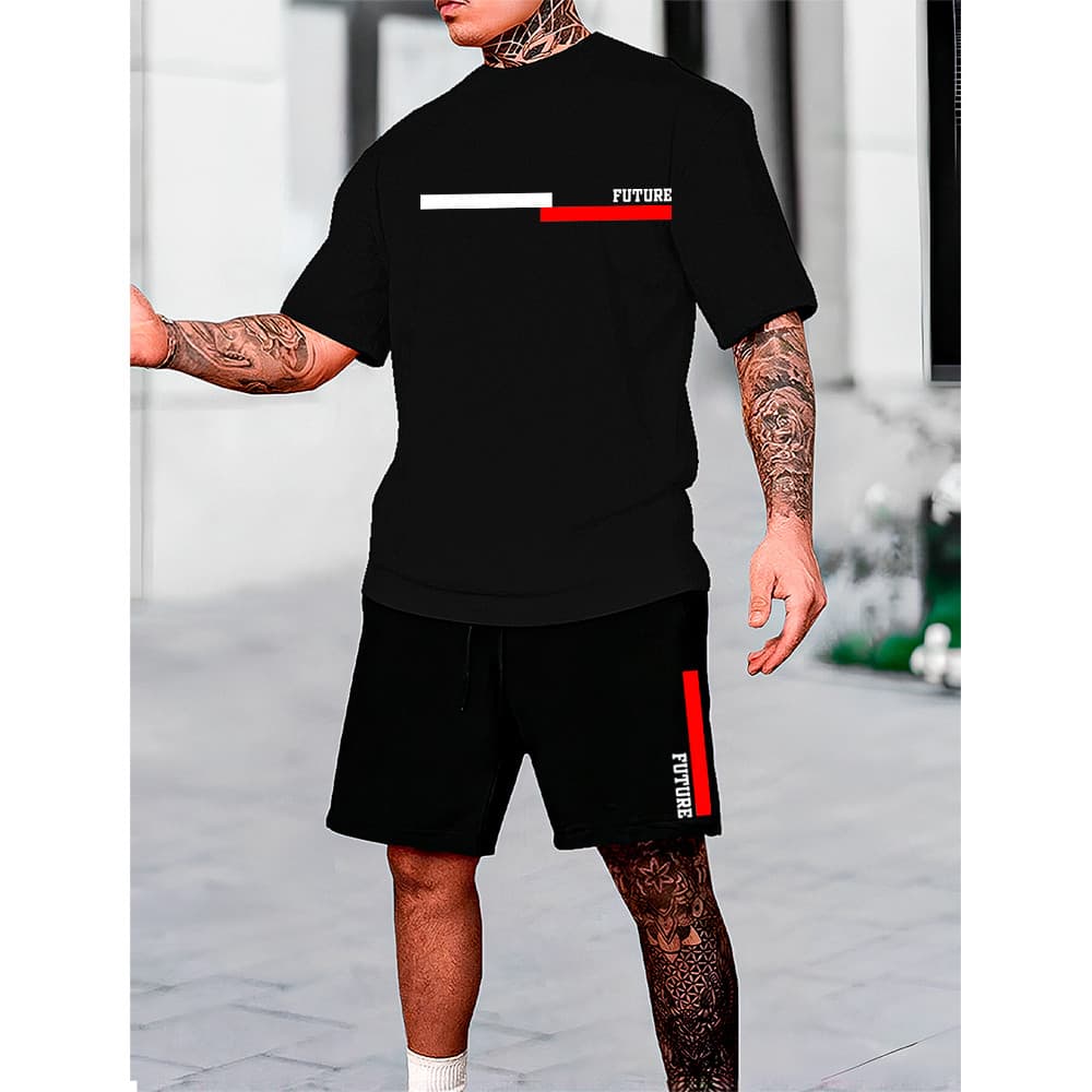 Conjunto Camisa E Shorts Tactel Masculino Kit Com Camiseta Future E Bermuda
