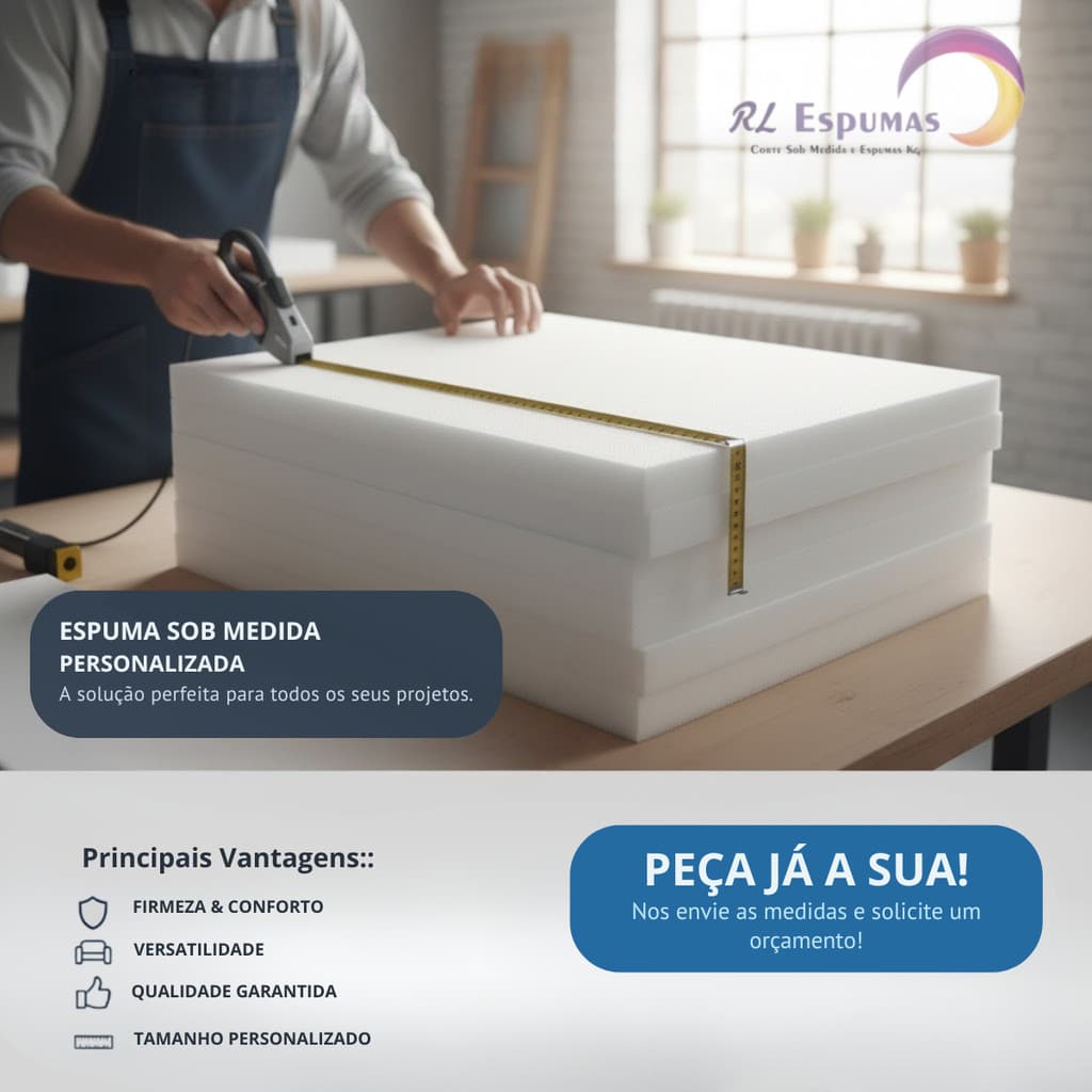 Espuma Sob Medida Customizada – Conforto Firme para Travesseiros e Estofamentos