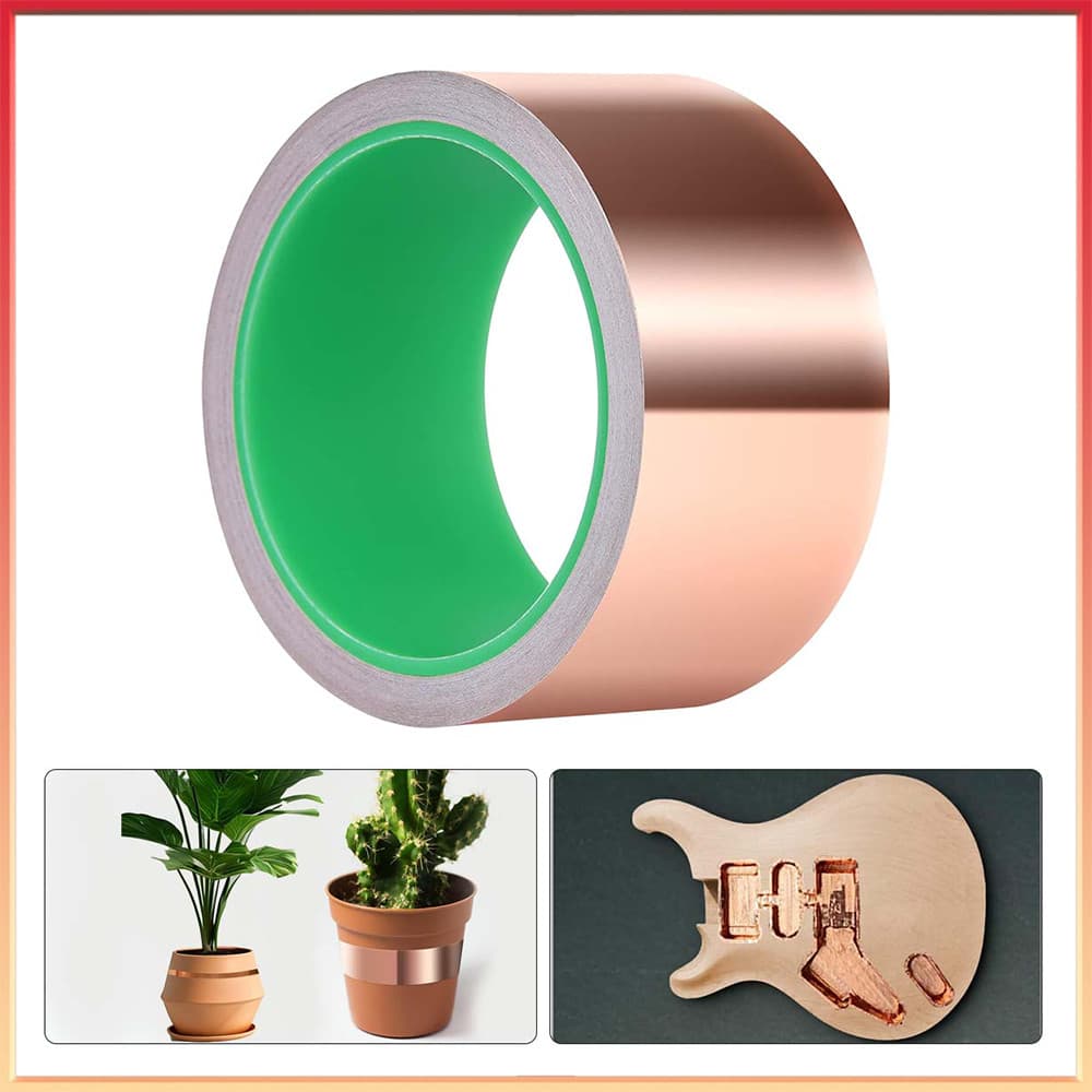 Fita de cobre condutora 50mm x 10m dupla face – para Violão, Soldagem, Reparos Elétricos, Blindagem de Circuitos