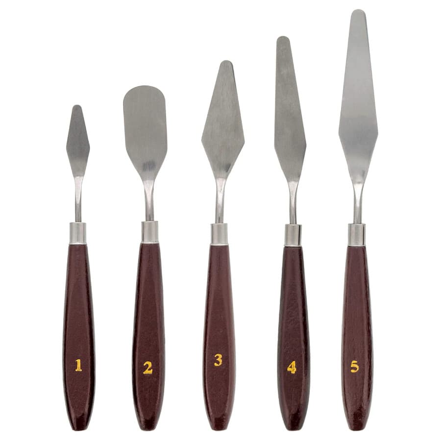 Kit Espátulas De Aço Para Pintura Artística Com 5 Unidades