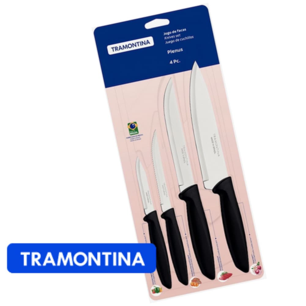 Jogo de Facas Tramontina Plenus 4 Peças Cozinha Conjunto Resistente Durável