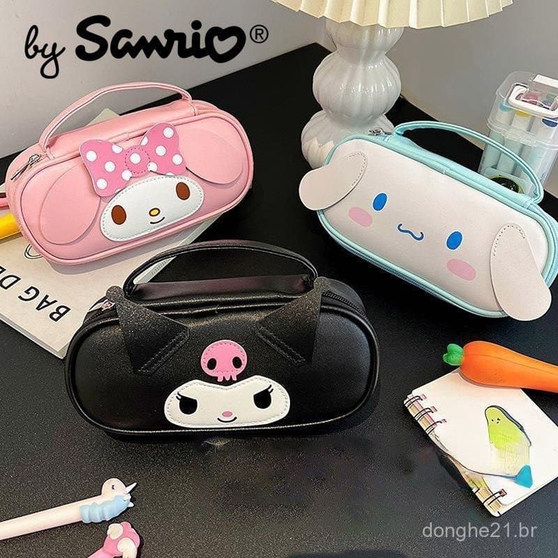 Estojo de Lápis Kawaii Sanrio Hello Kitty Kuromi My Melody, Bonito, Desenho Animado, Estudante, Grande Capacidade
