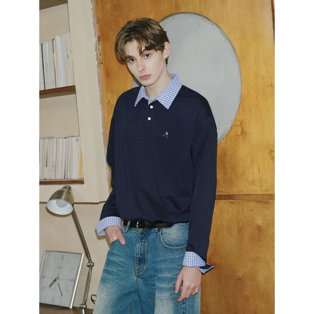 P PSO Marca Roupas Masculinas Roupas Femininas Estilo Preppy Falso Camisa polo de Malha de Duas Peças Slim-Fit Manga Com