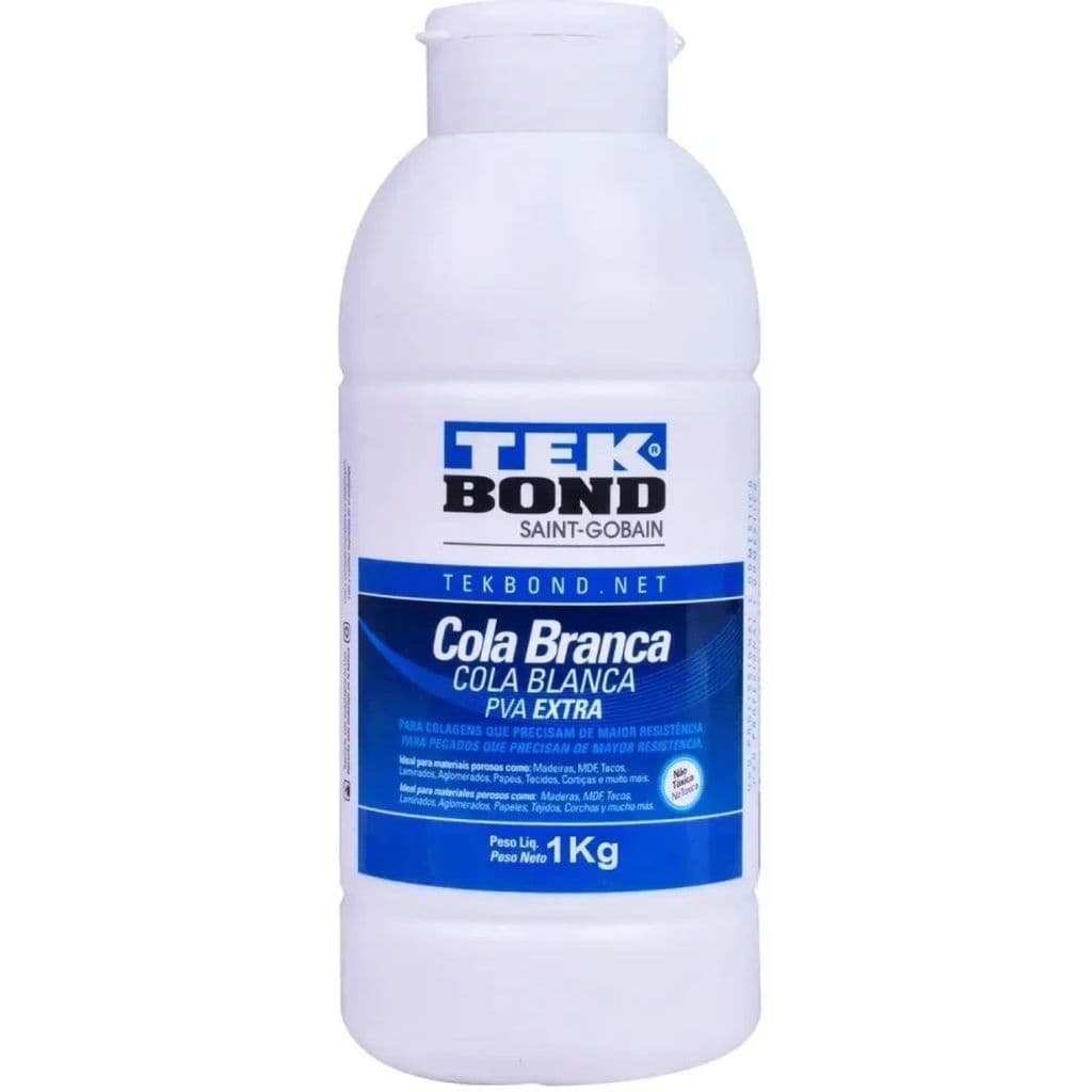 Cola Branca Pva Extra 1KG Artesanato Madeira Tekbond