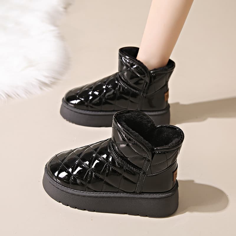 Botas de neve femininas 2026 novo estilo forro de lã de inverno grosso nordeste sapatos de algodão grandes à prova de fr