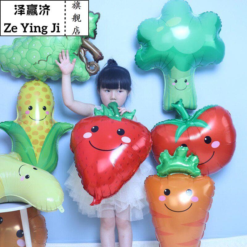 Balão infantil udu inodoro primavera passeio dos desenhos animados sorriso vegetal fruta forma filme de alumínio decoraç