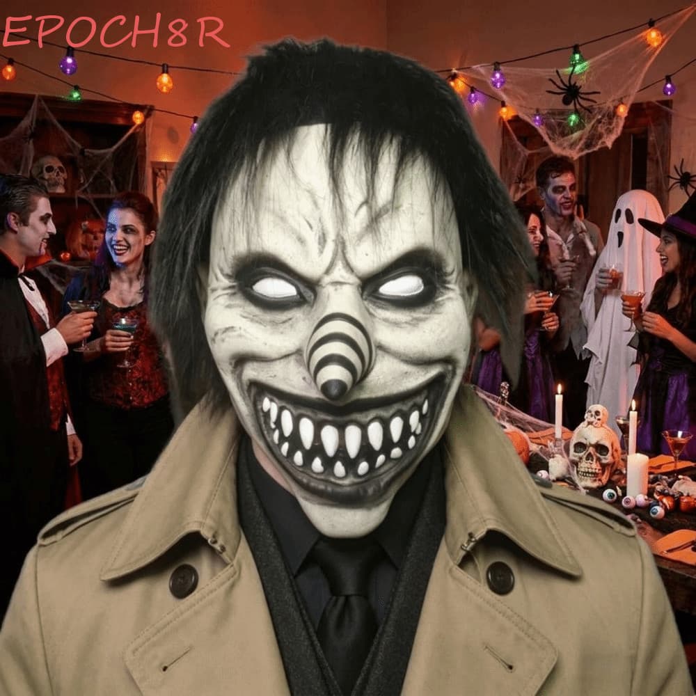 Máscara Assustadora De Halloween EPOCH8R , Capa De Cabeça De Palhaço Em Espiral De Látex Facial Completa , De Cosplay At