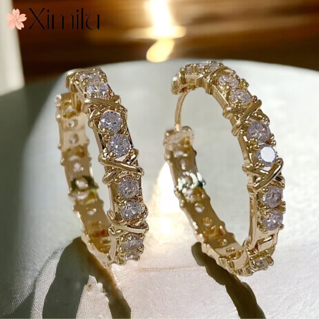 ❤ Original novo estilo luz luxo cruz brincos de diamante X cor chapeamento brincos de ouro elegante jóias femininas