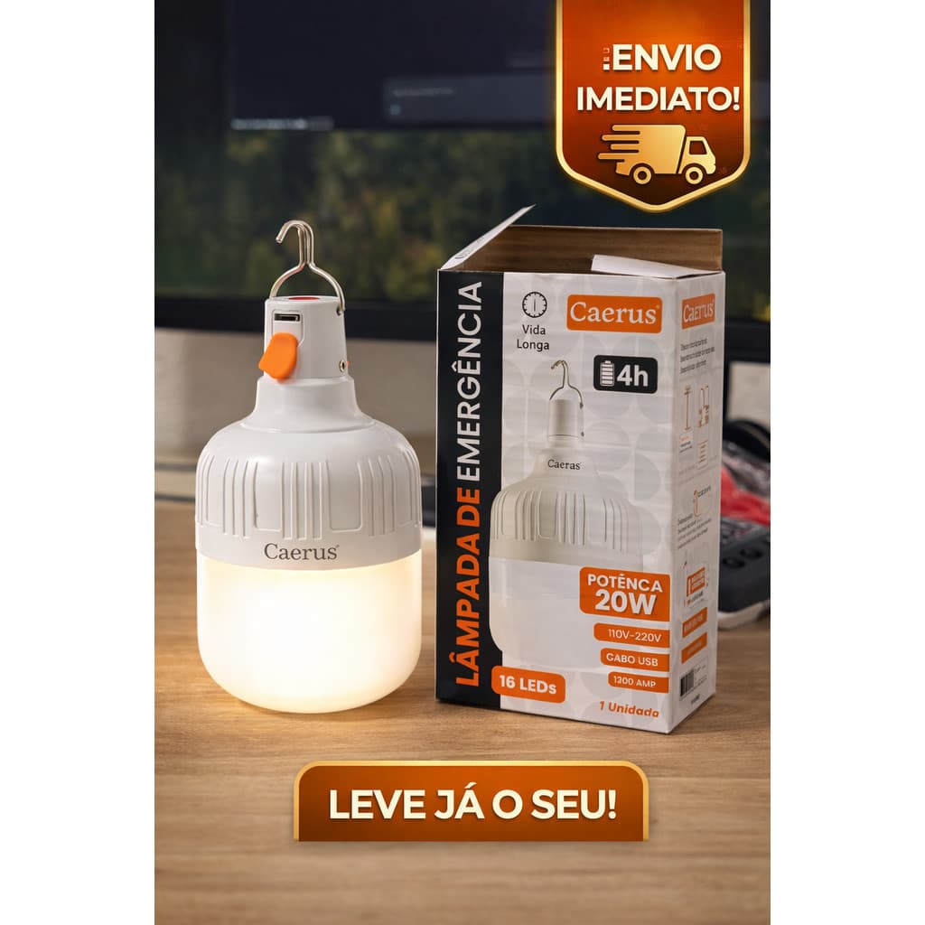 Lampada Emergencia Led Recarregavel Usb 20W Para Acampamento Ao Ar Livre Portátil