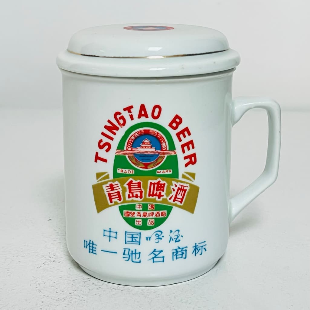 Início dos anos 70 Qingdao cerveja fábrica Jingdezhen cerâmica xícara de chá tampa copo de água coleção ornamentos objet