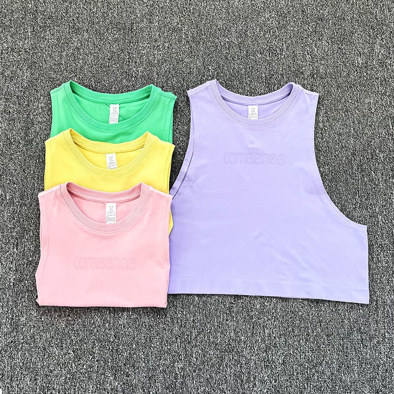 Versão solta ~ novo produto cor sólida Casual esportes Yoga sem mangas colete correndo Fitness superior respirável macac