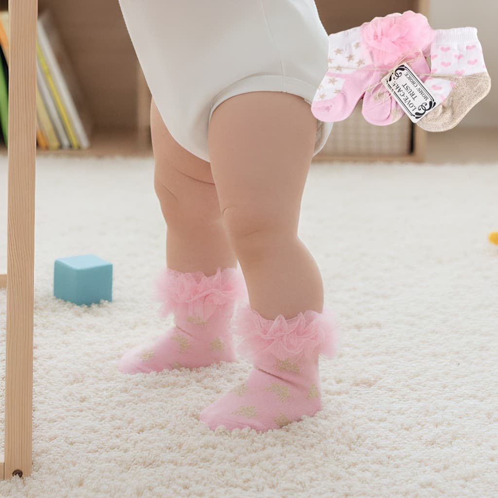 Bebê bebê meias recém-nascido tridimensional meias de algodão puro meias do bebê três pares pacote de presente meias de