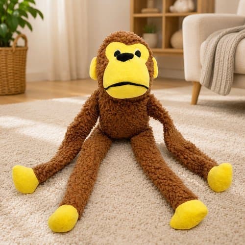 Brinquedo Pelúcia Macaco Pet Apito Estimulante Tamanho Grande 45cm