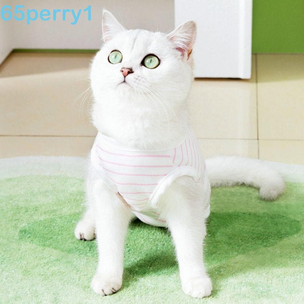 PERRY1 Fato De Esterilização Para Animais De Estimação Gatos , Traje Pós-op Listrado Respirável Pijama Anti-Quebra Cães