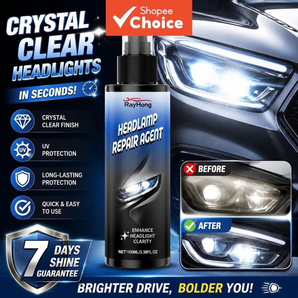 Spray de Cuidado para Faróis de Carro 100 ml | Fácil Aplicação | Silicone de Silicone Amino Modificado