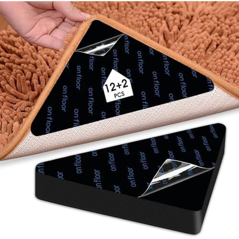 12 + 2 PCS Pinça Para Tapete , Almofadas De Dupla Face Pisos De Madeira , Fita Lavável Tapetes De Área , Apertos Antider