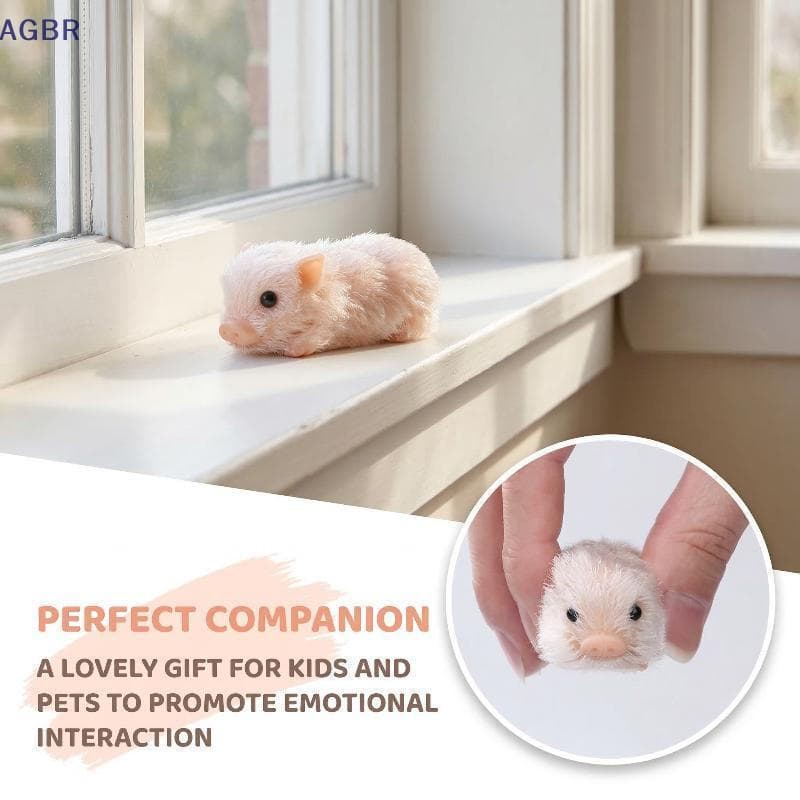 [AGBR] Simulação Boneca De Porco De Silicone Macio Realista Animal Peludo Squeeze Dpression Toy Para Quarto De Crianças