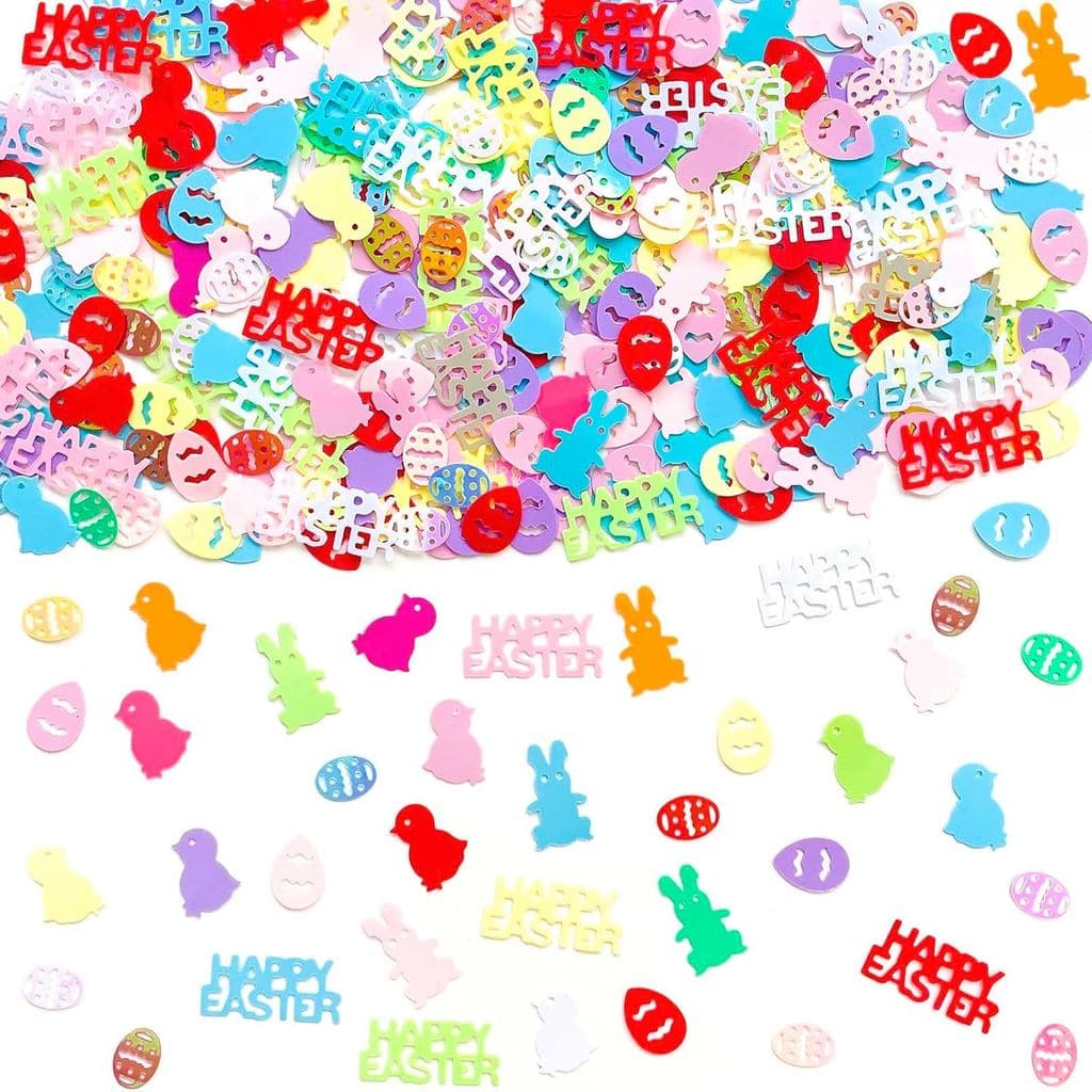 Confete de Páscoa Feliz, Confete em Forma de Coelho, Ovo e Galinha, Brilhante e Metálico, para Decorações de Páscoa, Con