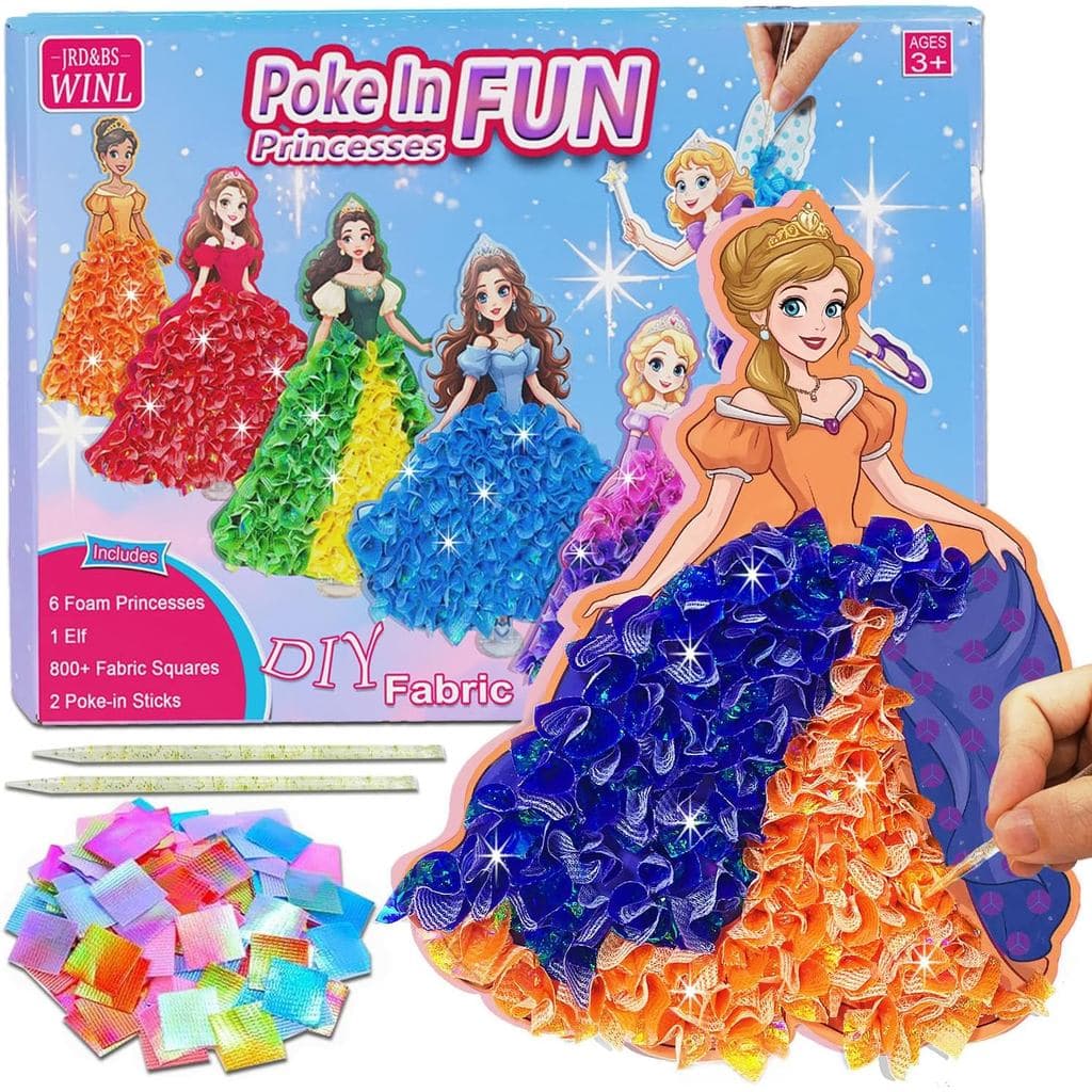 JRD&BS WINL Kit de Arte Poke-in para Crianças de 3 a 12 Anos, Princesas Criativas em 3D para Meninas, Presentes de Anive