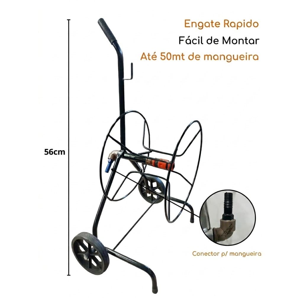 CARRINHO ENROLADOR DE MANGUEIRA 40 METROS -JARDIM SUPORTE + ENVIO SEGURO E IMEDIATO