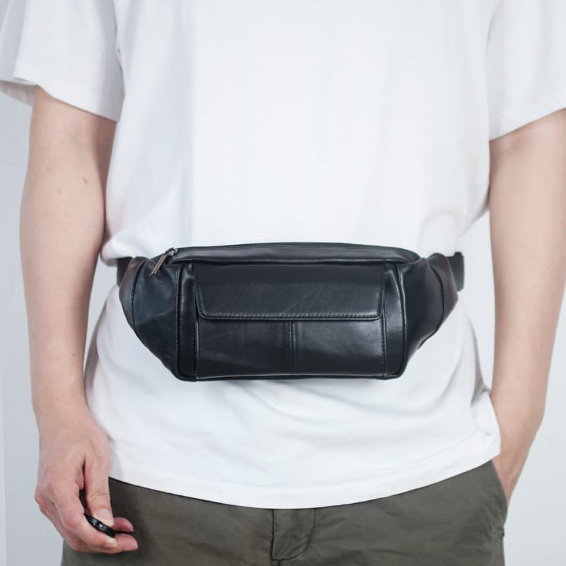 Bolsa de cintura de couro genuíno bolsa de peito mochila masculina Casual All-Match bolsa mensageiro de pele de ca