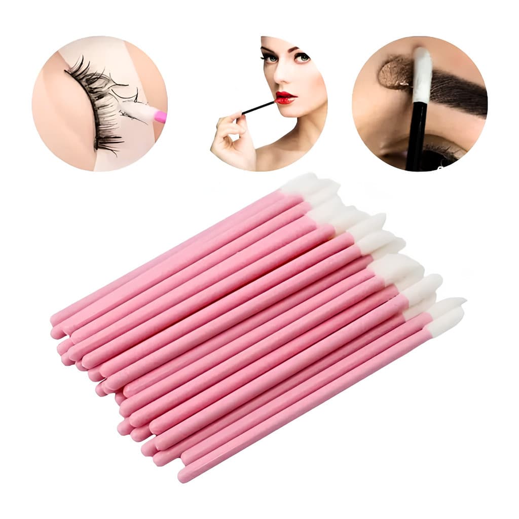 Pacote 50/100/300 Pincéis Aplicador Descartável Gloss e Batom - Cor Rosa