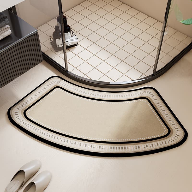 Tapete de banheiro curvado, tapete absorvente de diatomita em formato de leque, tapete antiderrapante para a entrada do