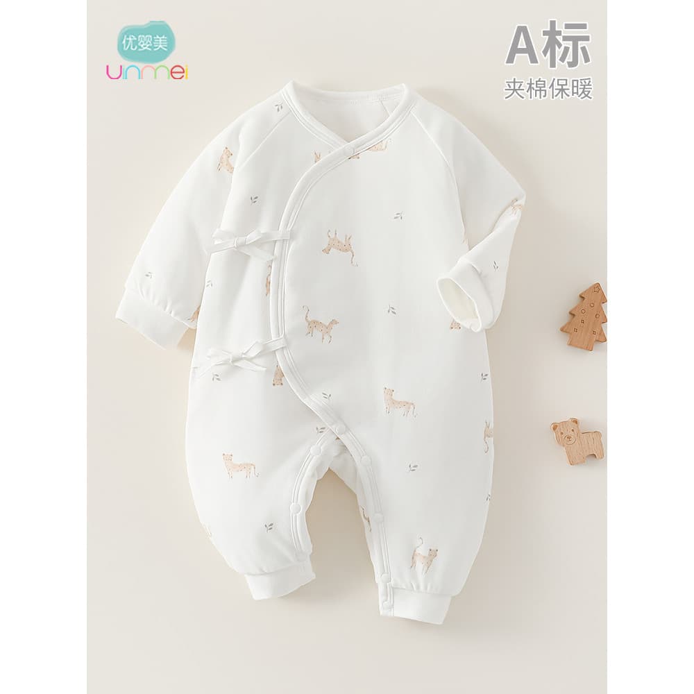 Bebê acolchoado macacão recém-nascido primavera outono inverno roupas de algodão puro recém-nascido mês cheio bebê engro