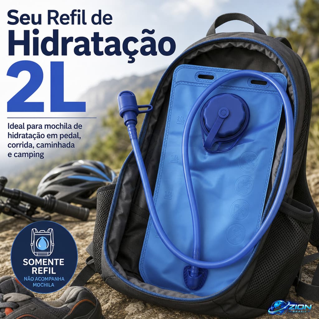 Refil Mochila Hidratação 2 Litros Reservatório De Água Para Bike Camping Trilha Ciclismo