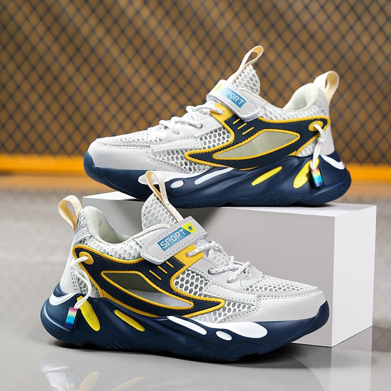 Crianças sapatos masculinos 2025 primavera verão novo estilo na moda único Net menino sapatos esportivos menino quadro s