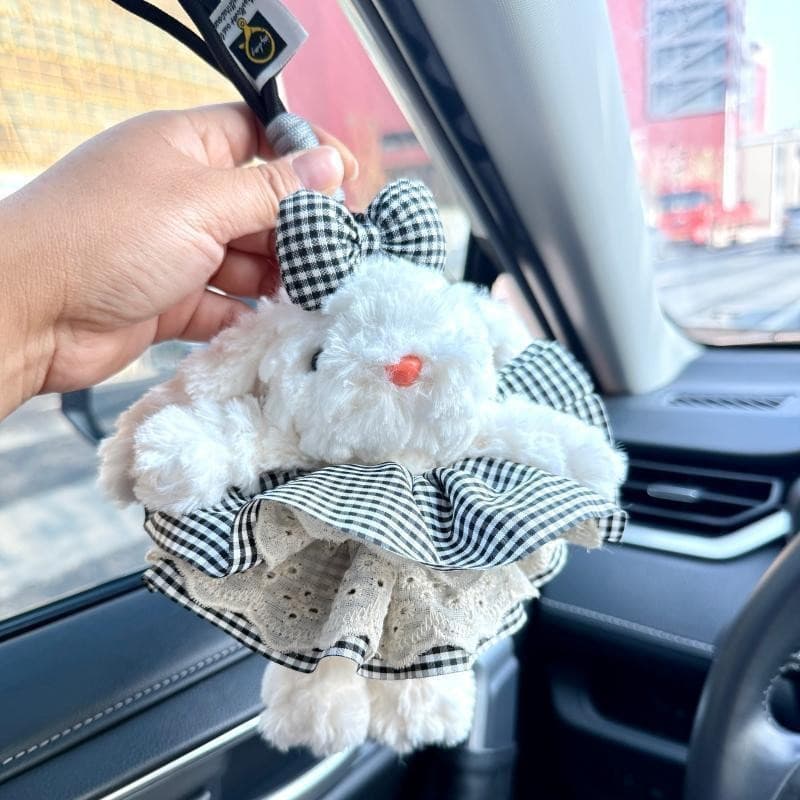 Bonito coelho de orelhas caídas chaveiro pingente boneca de pelúcia boneca de alto valor menina saco ornamentos dos dese
