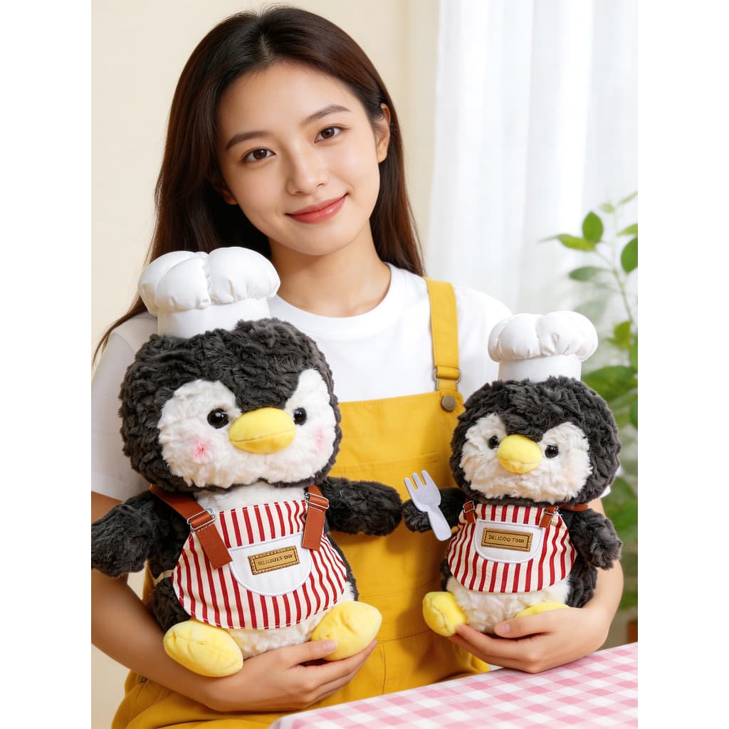 Genuíno série Gourmet boneca bonito pinguim brinquedo de pelúcia boneca Chef chapéu avental conjunto inclui partículas