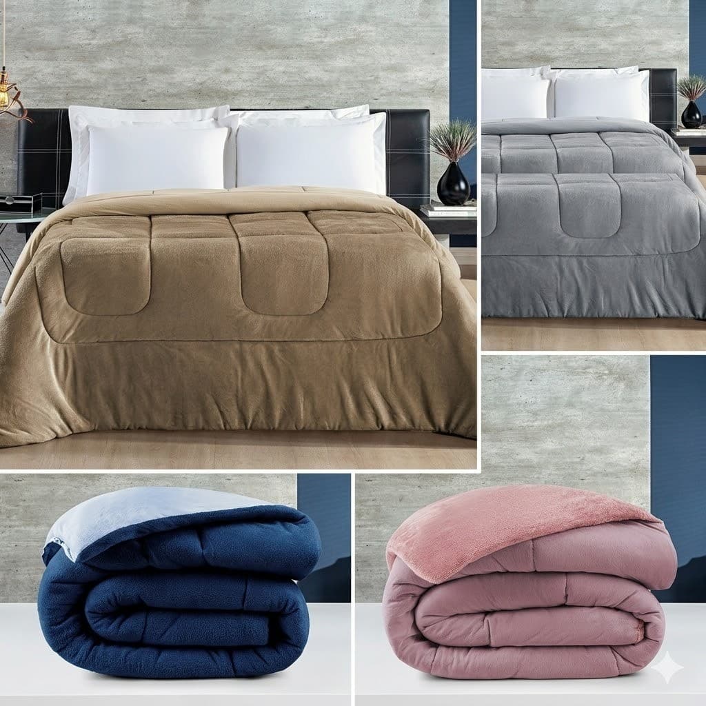Coberdrom de Malha Queen 2,20x2,40 Mts 01 Peça Dupla Face Manta Flannel com Malha 100% Algodão