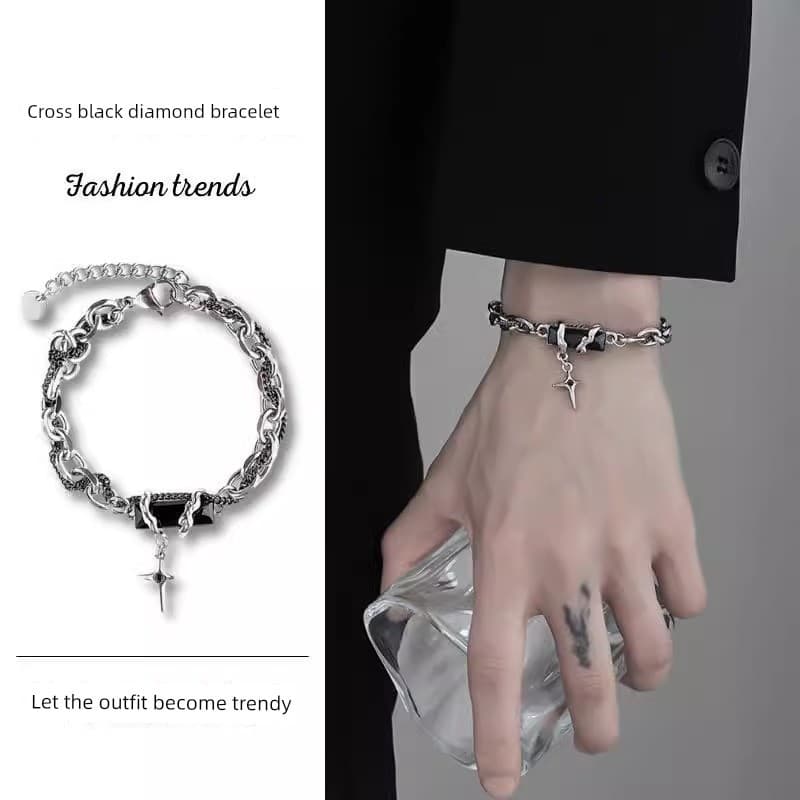 pulseira pulseira masculina Pulseira masculina luz luxo nicho requintado rua Wear acessórios feminino High-End titânio a